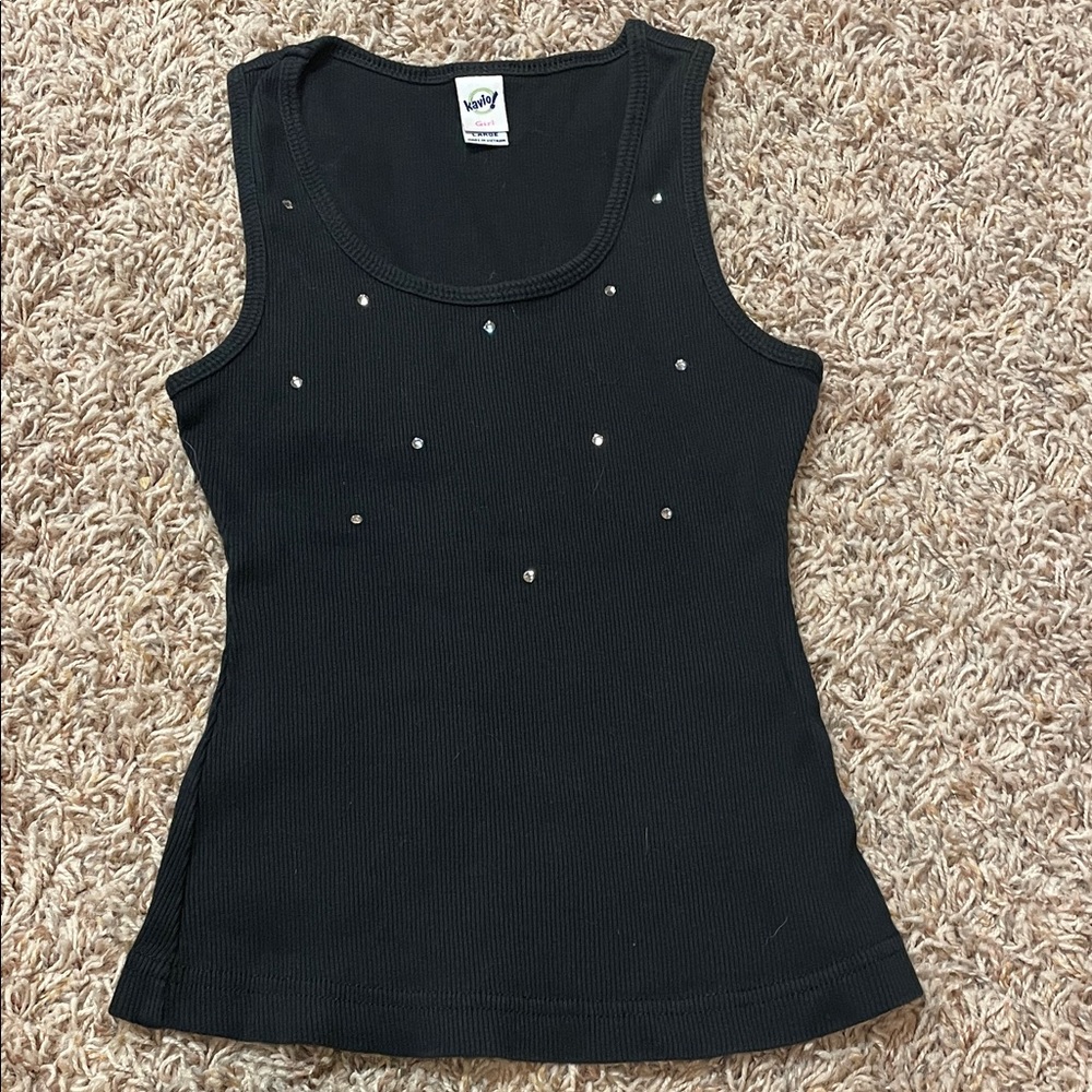 Crisp Black Tank Top with Sparkling Accents